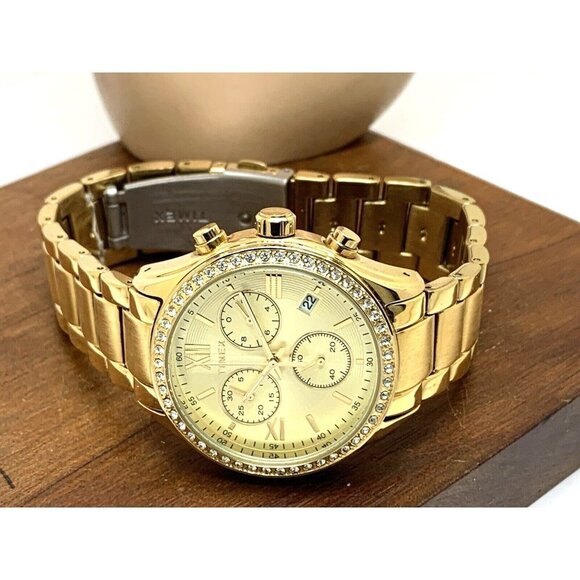 Timex Women's Watch TW2V57800 Quartz Chronograph Gold Dial Stainless Ste… - Picture 8 of 14